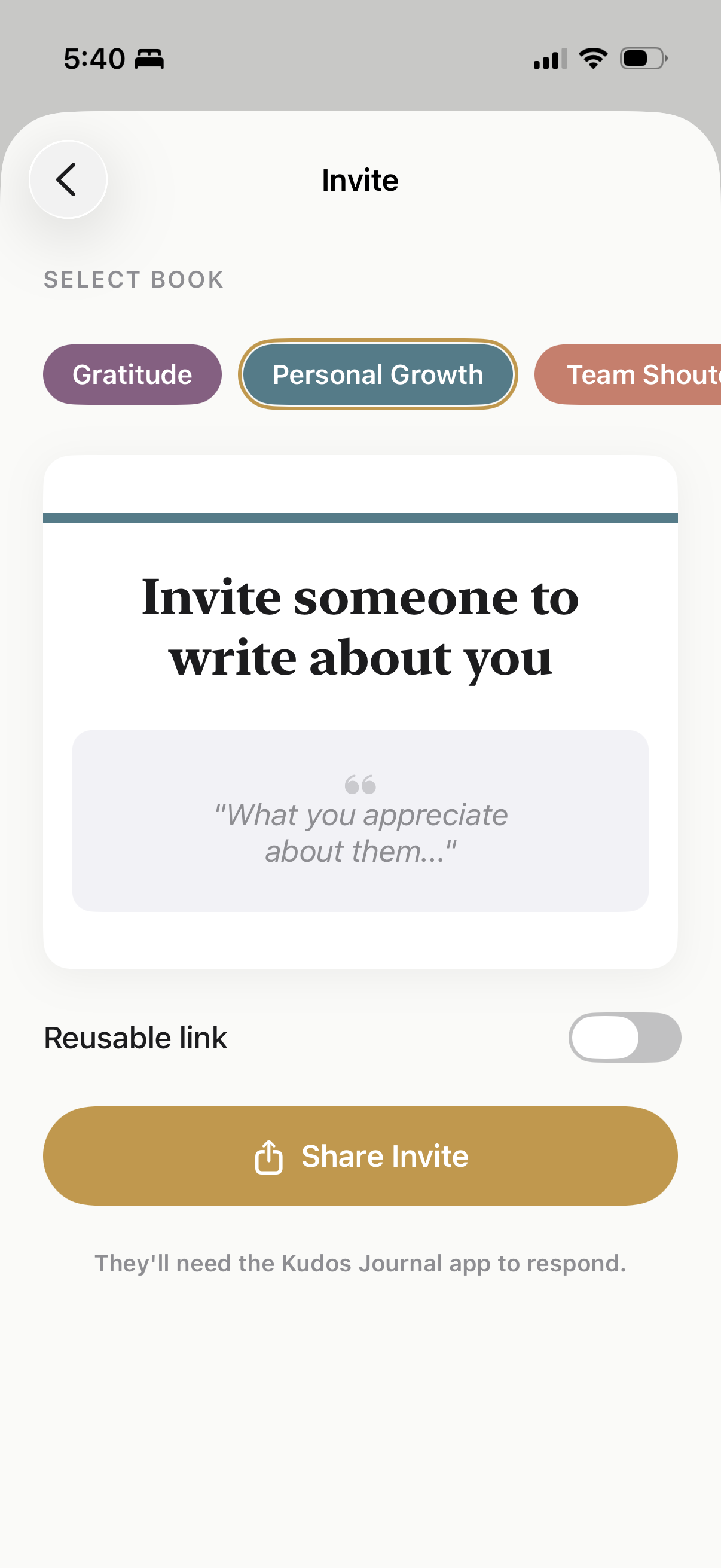 Invite — ask others to write about you